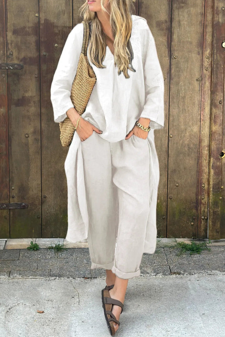 Elegant Navy Two-Piece Linen Set