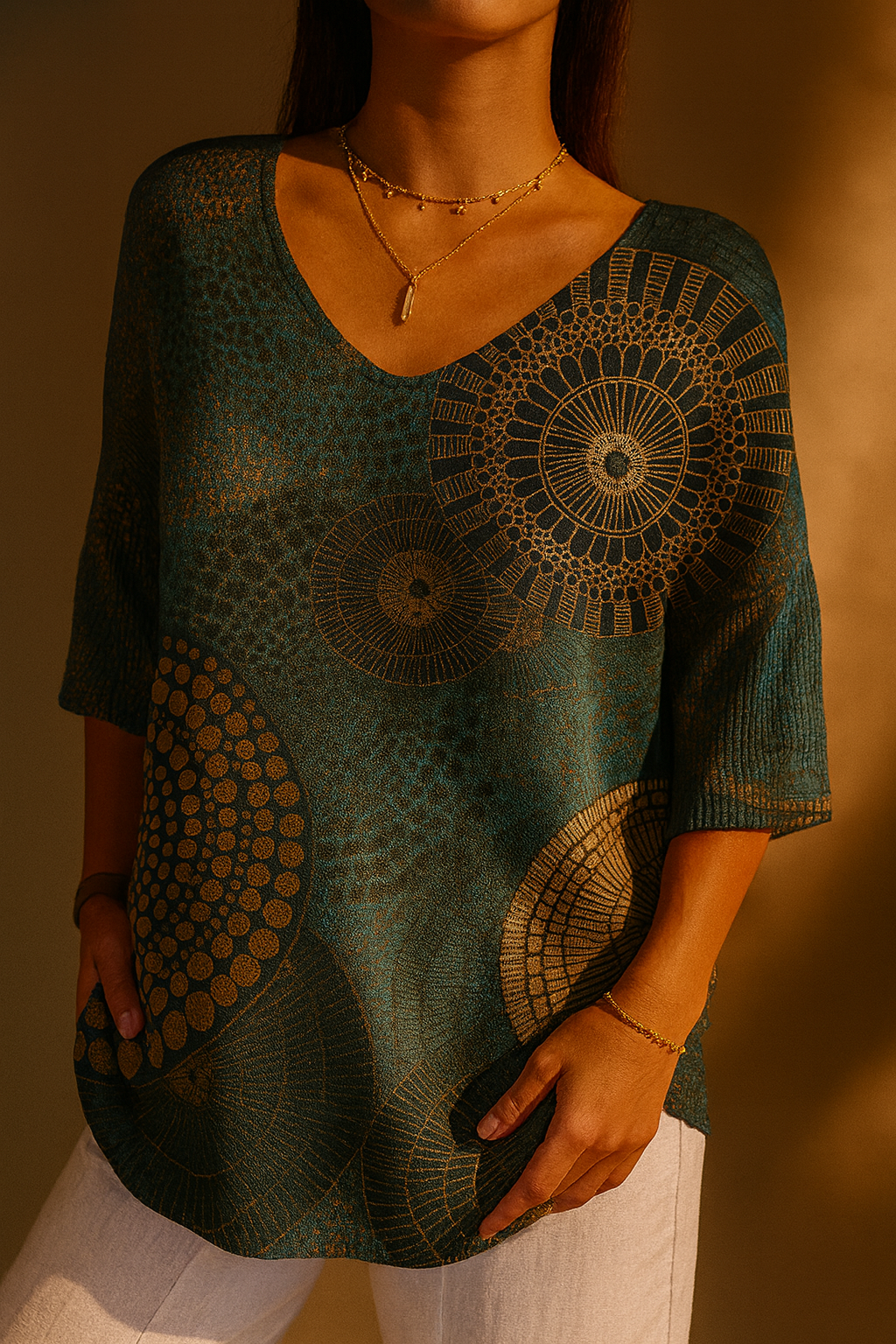 Amelia | Women's Vintage Circle Totem Abstract Geometry Casual Pullover