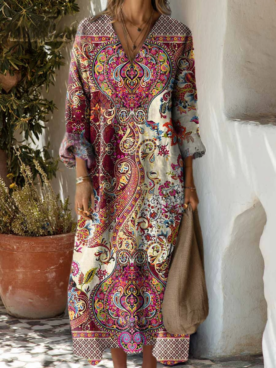 Vintage Floral Cotton Dress for Women