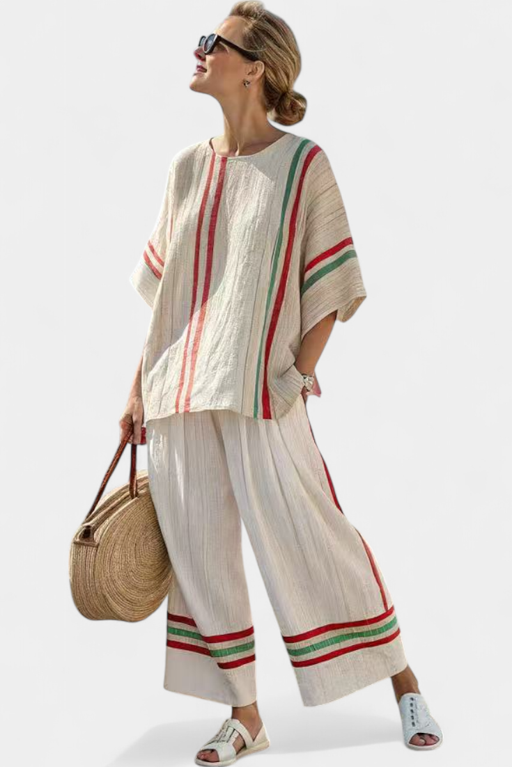 Noemi – Printed Bohemian Blouse and Comfortable Wide Trousers