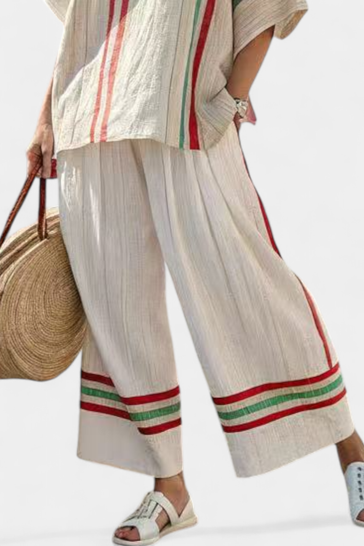 Noemi – Printed Bohemian Blouse and Comfortable Wide Trousers