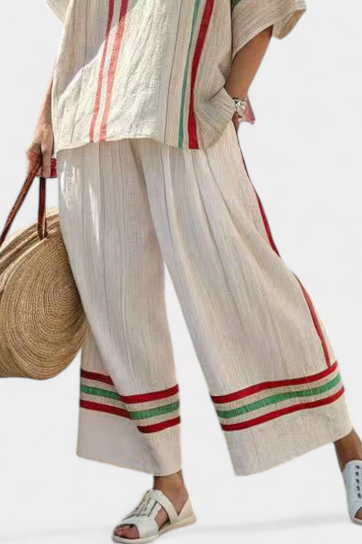 Noemi – Printed Bohemian Blouse and Comfortable Wide Trousers