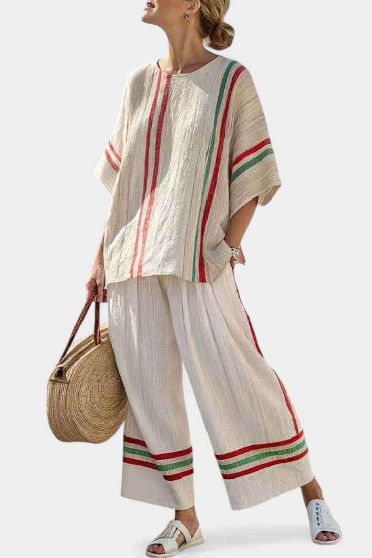 Noemi – Printed Bohemian Blouse and Comfortable Wide Trousers