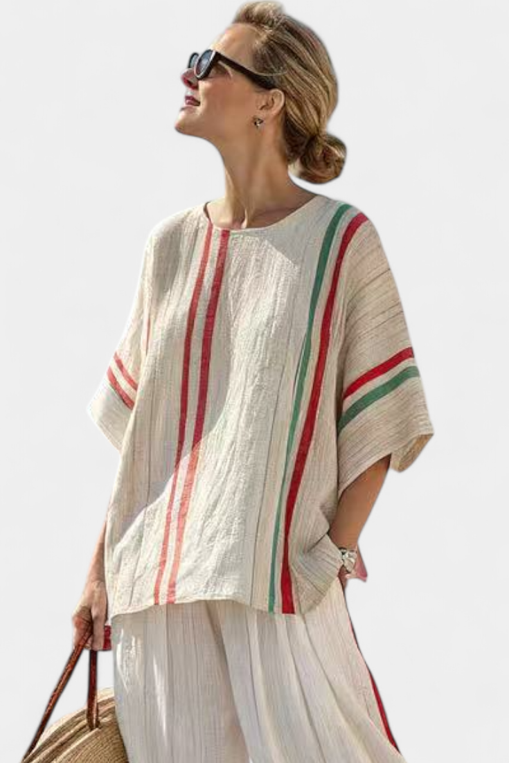 Noemi – Printed Bohemian Blouse and Comfortable Wide Trousers