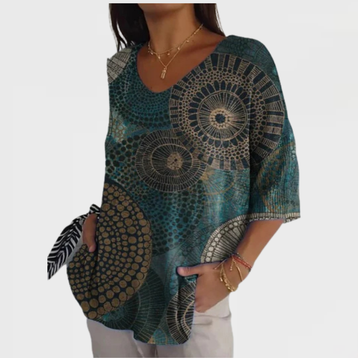 Amelia | Women's Vintage Circle Totem Abstract Geometry Casual Pullover